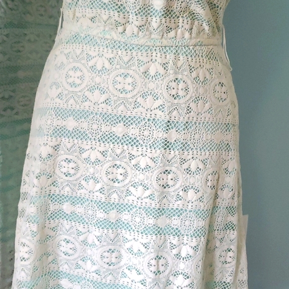 Maurices Beautiful Off-white Lace Turquoise High-low Sundress Cutout XS - Picture 9 of 14